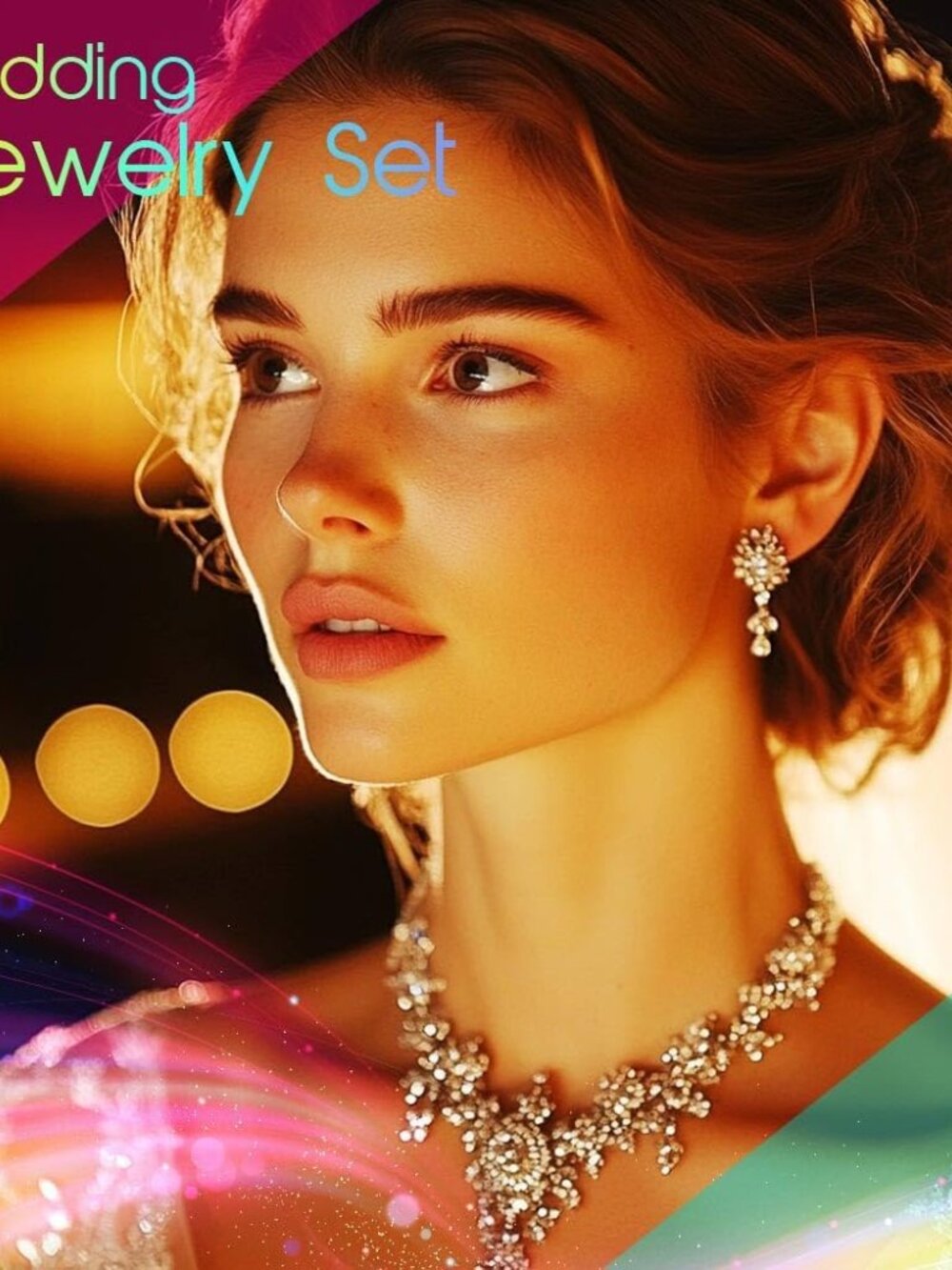 Bridal Wedding Jewelry Sets Rhinestones Choker Necklace Earrings Set Prom Formal - Picture 5 of 7
